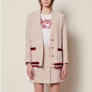Sandro Cream Blazer with Red and Black Details